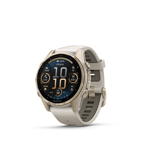 Garmin fenix 8 43mm AMOLED Sapphire Soft Gold with Fog Gray and Dark Sandstone